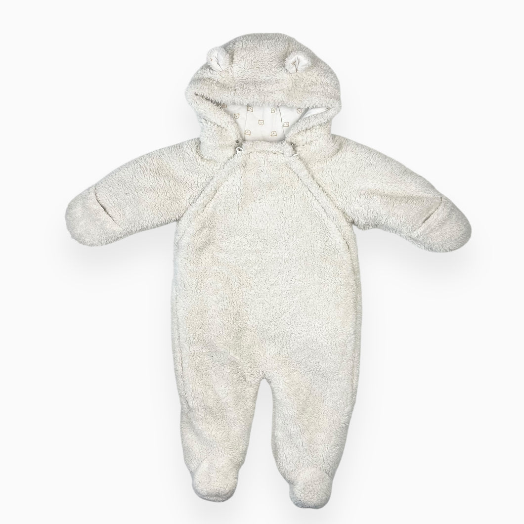 Combi en peluche avec capuchon doublée en coton et poly 6M