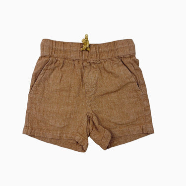 Short caramel en lin et coton 2-3Y