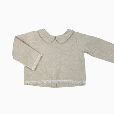 Blouse à col claudine naturel en lin mélangé 12-18M