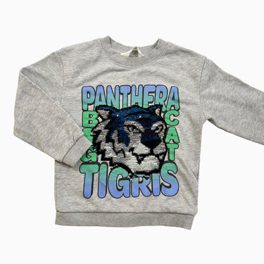 Pull gris 'tigre' à paillettes 4-6Y