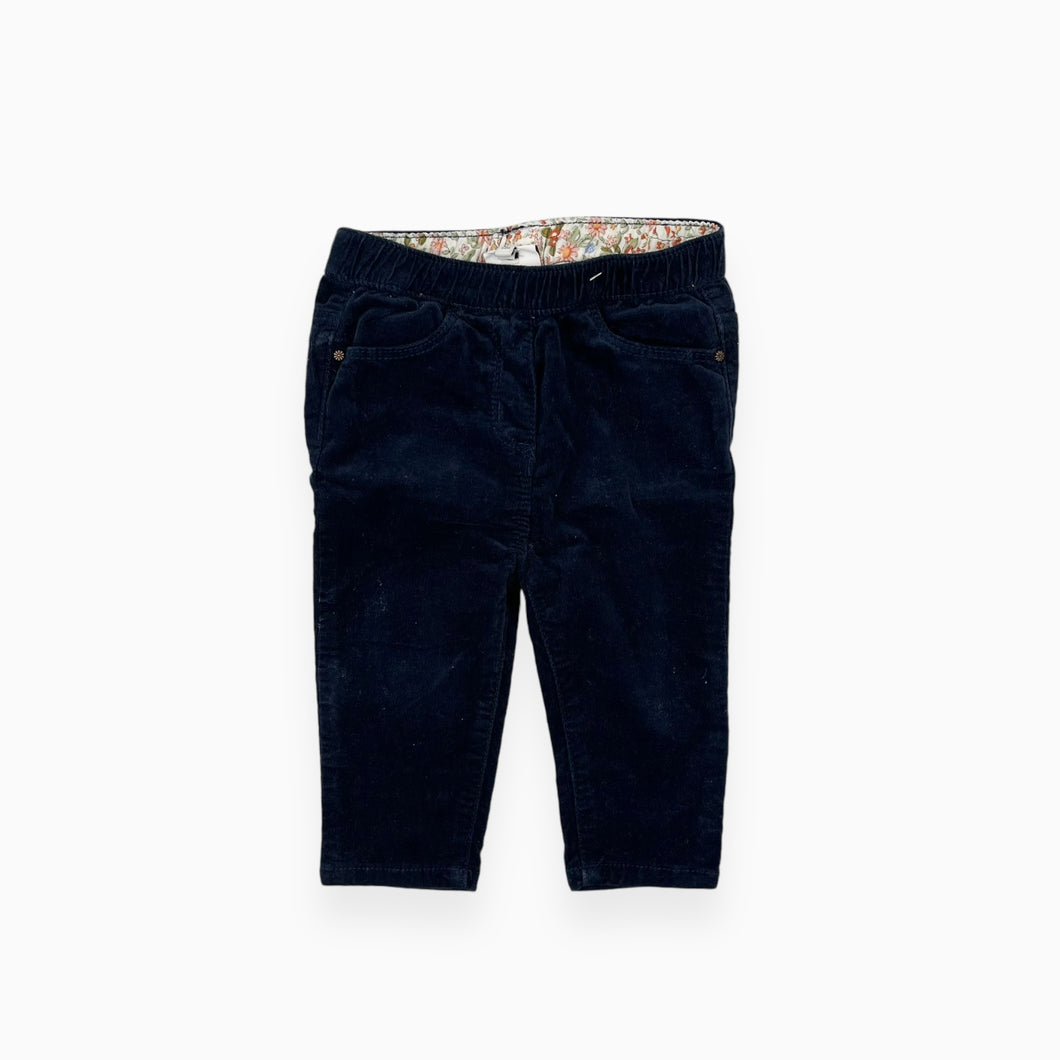 Pantalon marine en corduroy extensible 12M