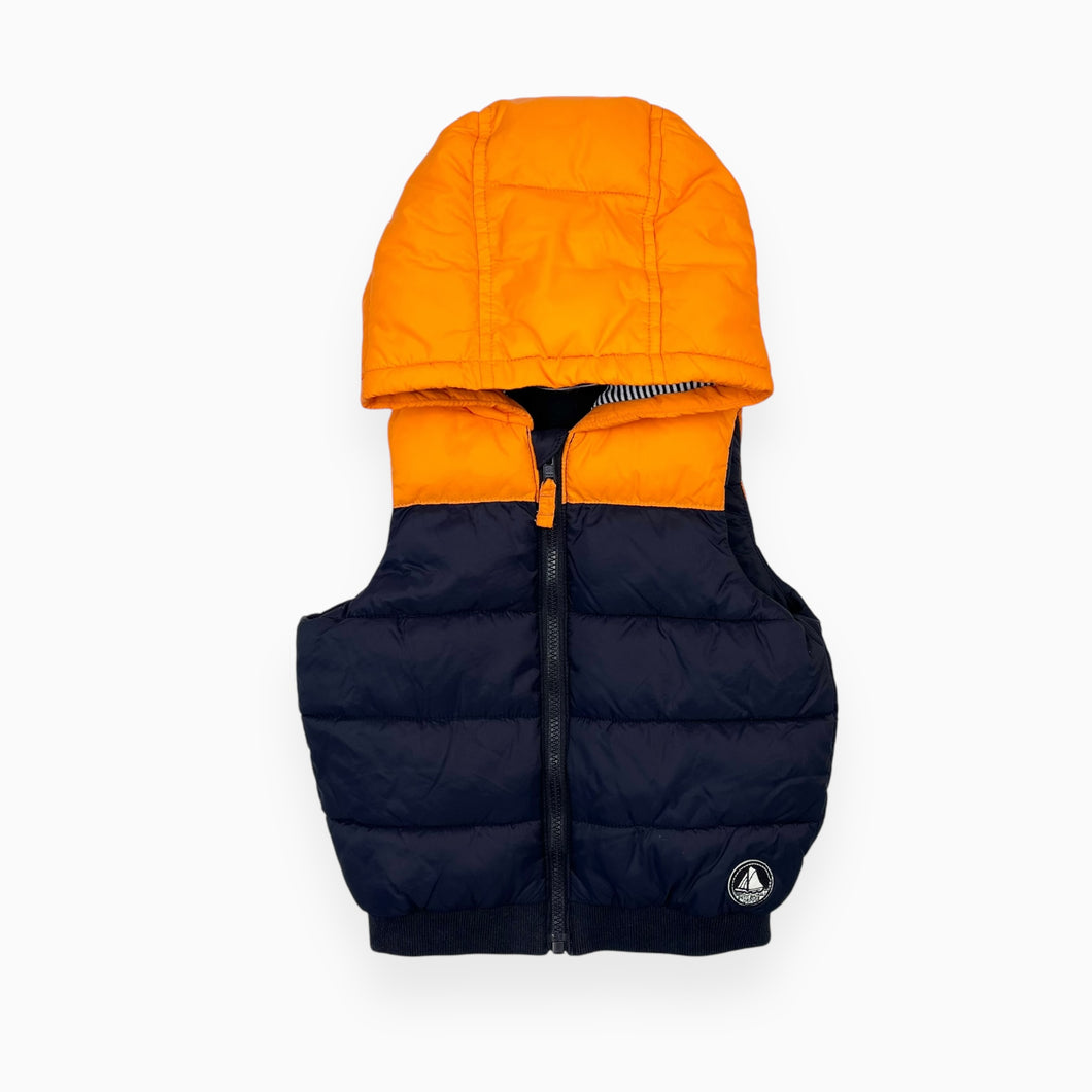 Veste sans manche style puffer orange et bleu marine doublée en polar 12M