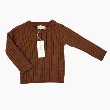 Pull noisette en polyamide côtelé 3-6M