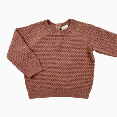 Pull vieux-rose texturé en coton bio texturé 4-6M