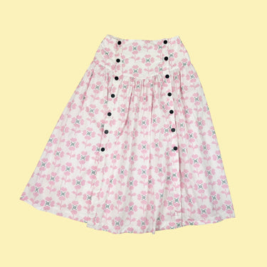 Jupe maxi blanche 'fleurs roses' en coton pour femmes 36EU