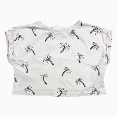 T-shirt crème cropped 'palmiers' 8-9Y