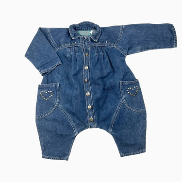 Combi en denim cloutée 12M