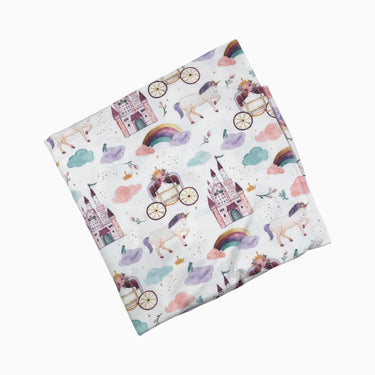 Couverture 'Licornes et princesse' en rayonne de bambou 102X112CM