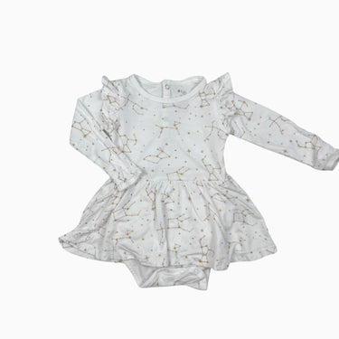 Robe avec cache-couche intégré banche 'étoiles' en bambou et spandex 12-18M
