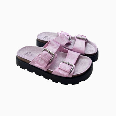 Sandales ouvertes roses scintillantes 35EU