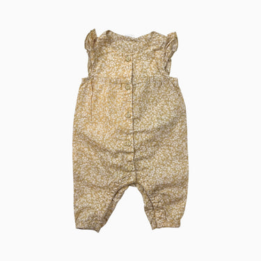 Combi jaune à fleurs en coton bio 1-2M