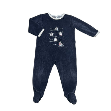 Pyjama marine 'bâteaux' en velours 18M
