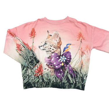 Pull rose à motif 'félin' 140CM 10Y