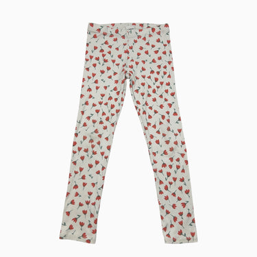 Legging blanc fleuri côtelé 6-7Y