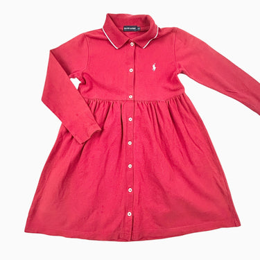 Robe rouge en coton piqué 110CM 5Y