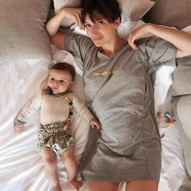 Robe d'allaitement grise 'Love at first sight' en coton pour femmes XL