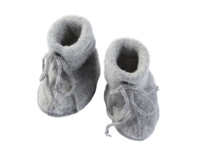 Wool Fleece Baby Booties | Grey 0-3M