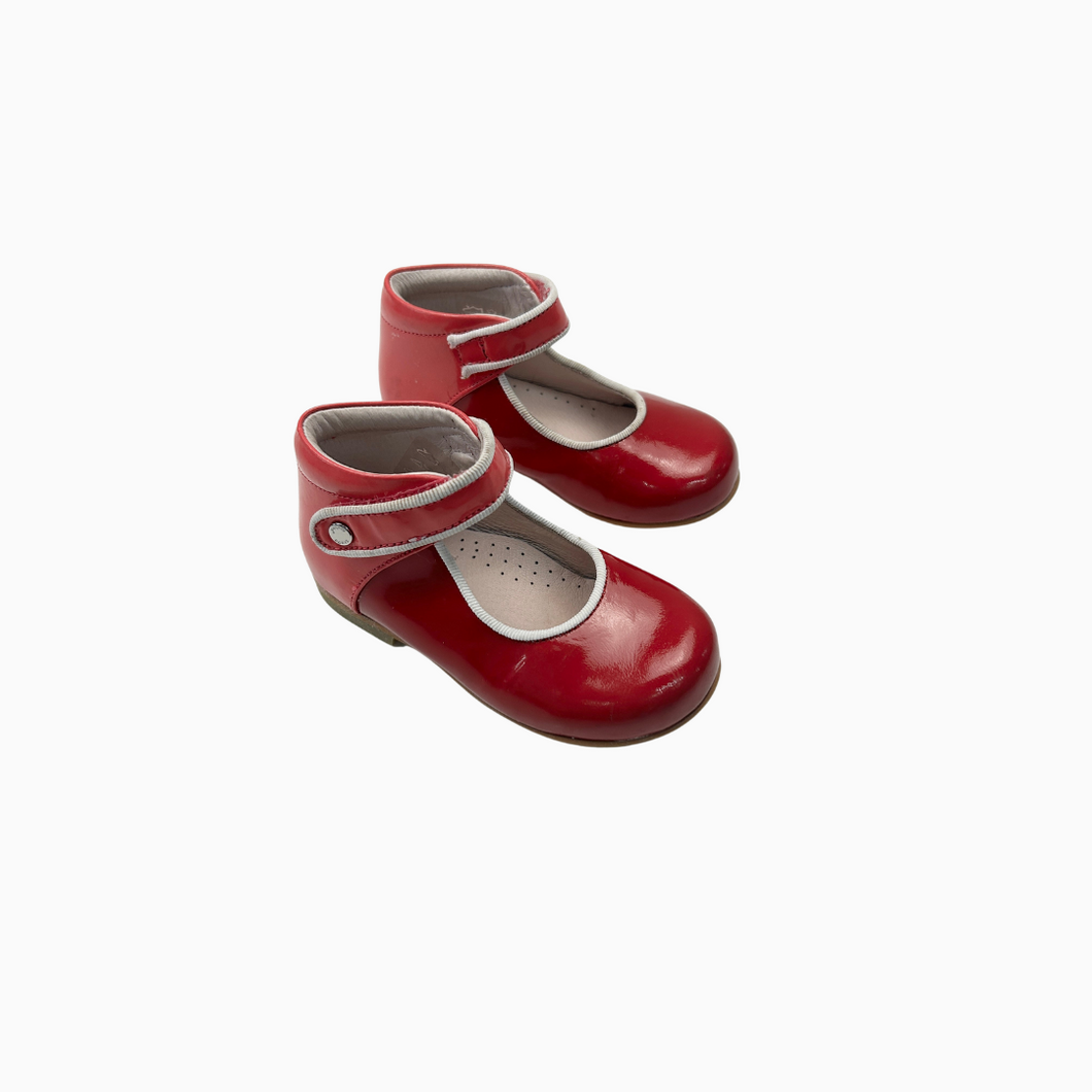 Souliers mary jane en cuir vernir rose et rouge avec velcro 23EUR