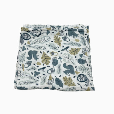 Couverture blanche 'feuilles' en mousseline 122X122CM