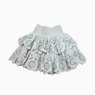 Jupe bleu ciel avec broderie anglaise et smock 5-6Y