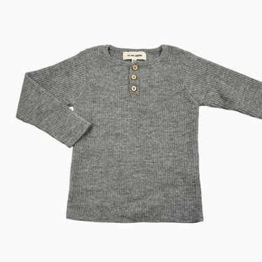 Chandail gris en tricot d'alpaca côtelé 3-5Y