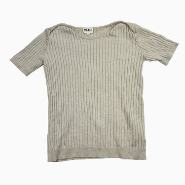 T-shirt avoine côtelé en coton et lin 8Y