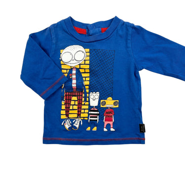Chandail bleu imprimé personnages 3-6M