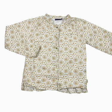 Blouse blanche 'fleurs jaunes et abeilles' 8Y