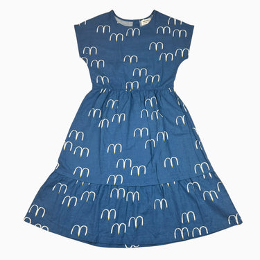 Robe marine à motifs en lin et coton 8-9Y