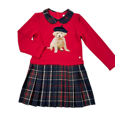 Robe rouge carreautée chien 5Y