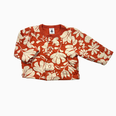 Cardigan orange fleuri matelassé 6M