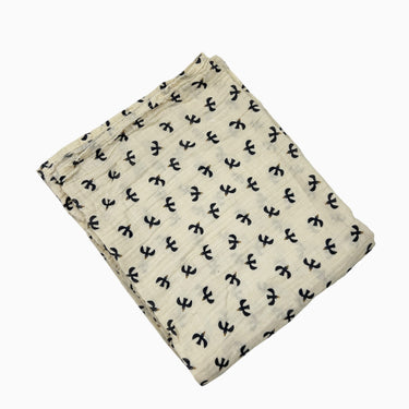 Couverture vanille oiseaux en mousseline