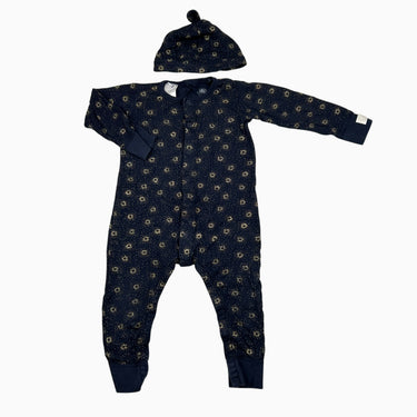 Pyjama avec bonnet marine à motifs doré 18M