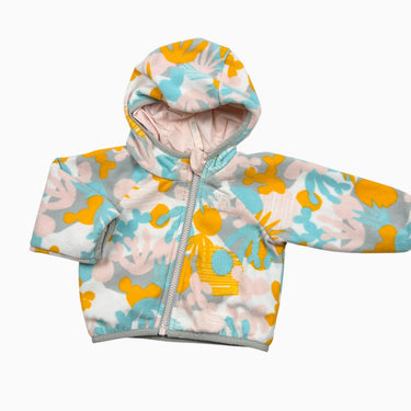 Manteau rose réversible fleuri en polar 0-3M