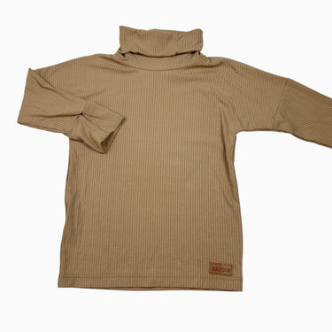Pull à col roulé beige côtelé 4-6Y