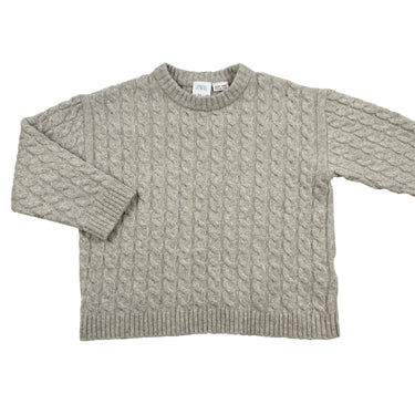 Pull greige en tricot torsadé poly-laine 5-6Y