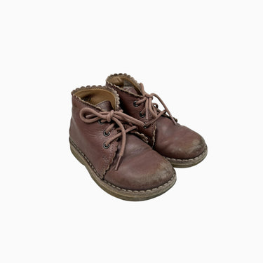 Souliers vieux-roses 'fleurs' à lacet 24EU