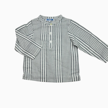 Chemise à col mao à rayures grises 12M
