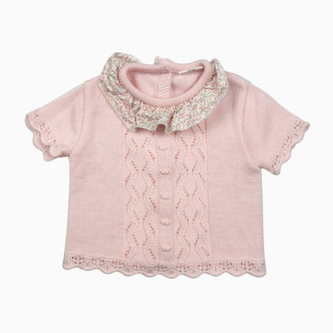 T-shirt rose fleuri en tricot 12M
