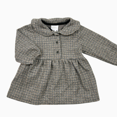 Robe à col claudine pied-de-poule marron 3-6M