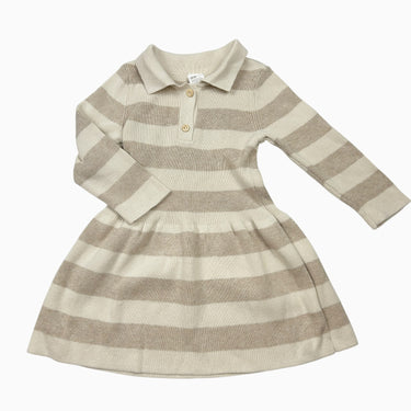 Robe rayée vanille et beige 9-12M