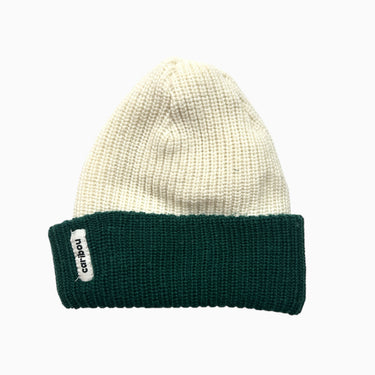 Tuque blanche et verte en tricot de laine mérino S 6-12M