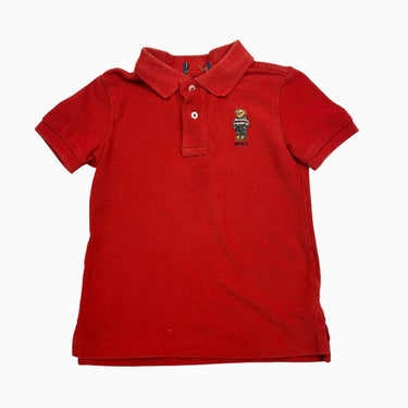 Polo rouge avec ourson emblématique en coton piqué 3Y