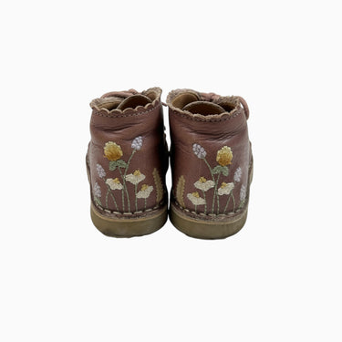 Souliers vieux-roses 'fleurs' à lacet 24EU