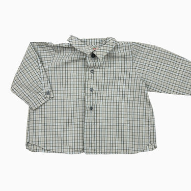 Chemise carreautée verte et bleu 6M