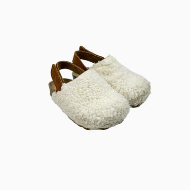 Sandales fermées blanches en sherpa à velcro 25EU