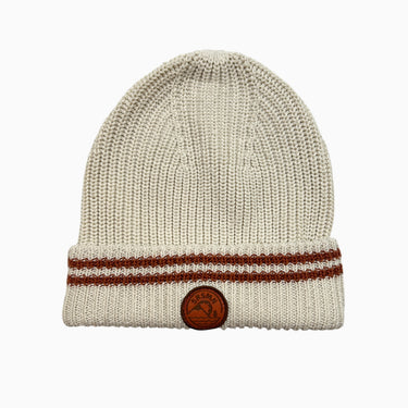 Tuque vanille à rayures rouille en tricot 50-53CM 1-3Y