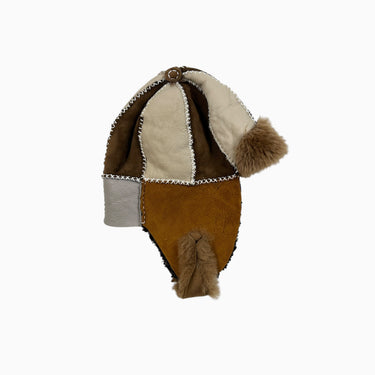Chapka 'patchwork' marron en mouton 4-5Y