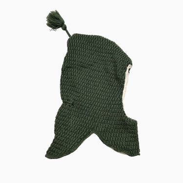 Balaclava olive en tricot de laine mérino et poly 6-12M