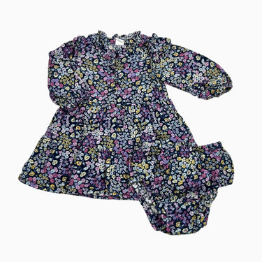 Robe avec bloomer marine fleuri 12-18M